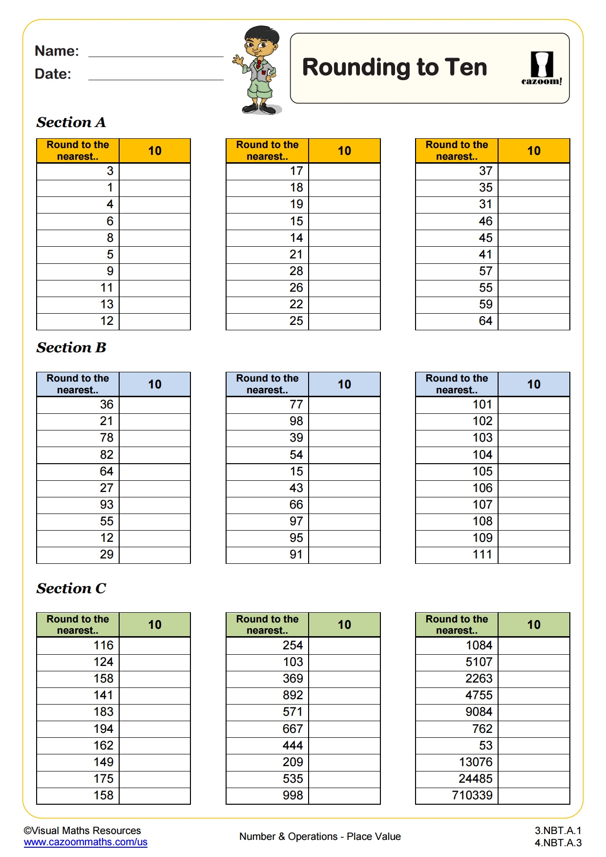 Rounding To The Nearest Ten PDF Printable Number And Operations Worksheets Rounding To The Nearest Ten PDF Printable Number And Operations Worksheets