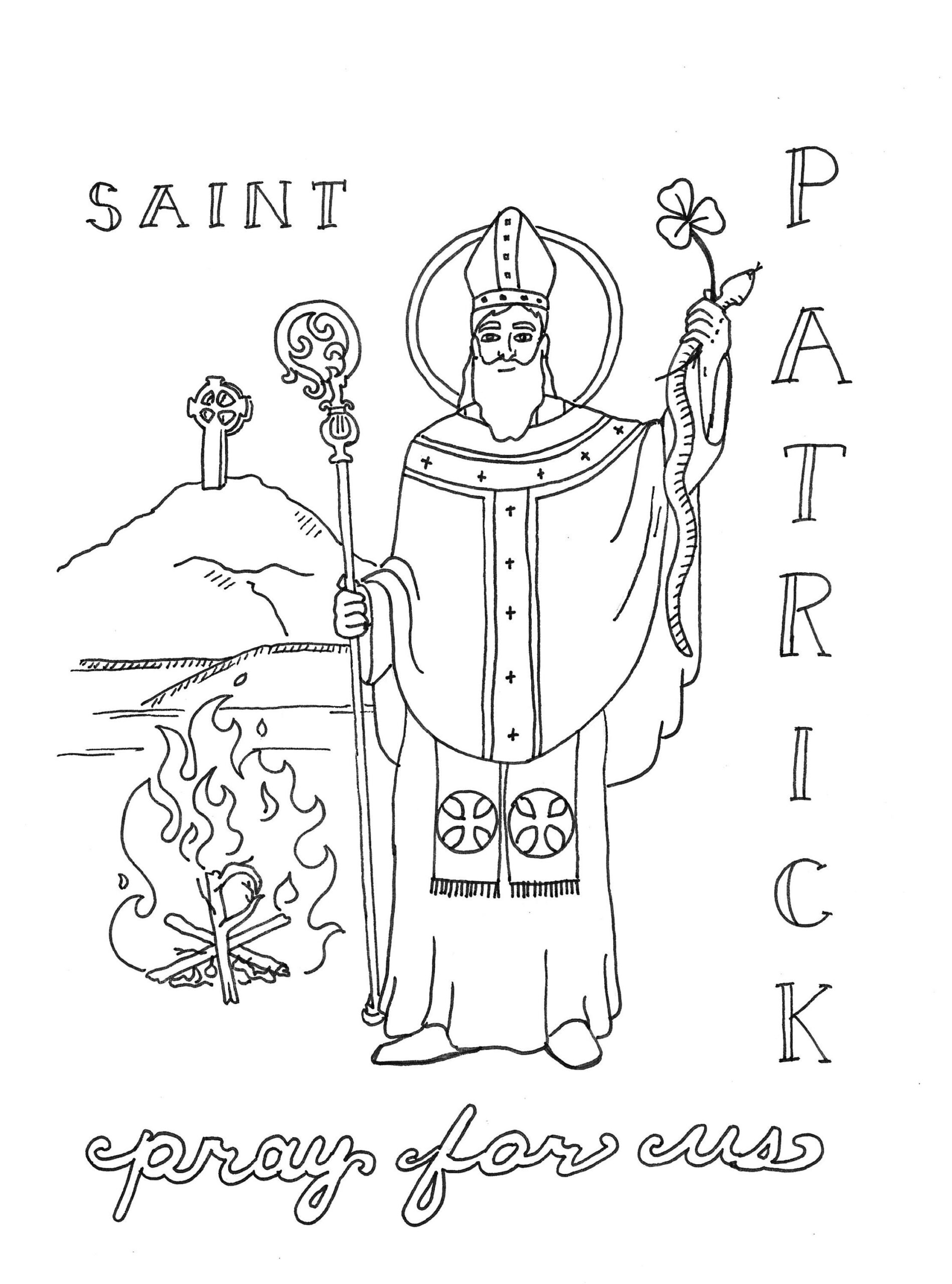 Saint Patrick Coloring Page Etsy Israel Saint Patrick Coloring Page Etsy Israel