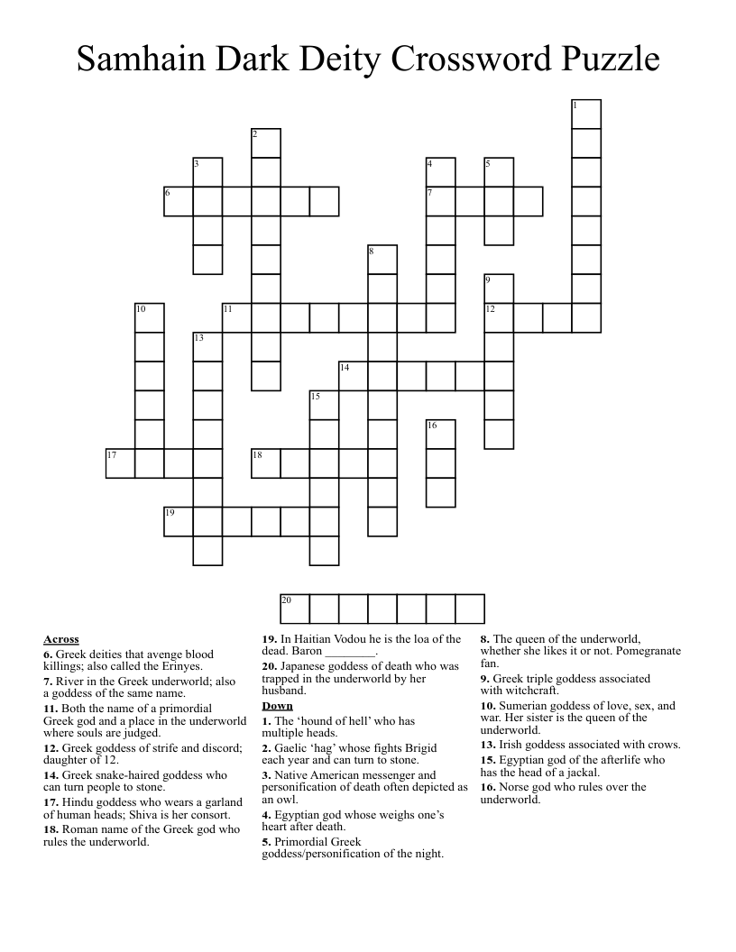 hindu goddess crossword clue
