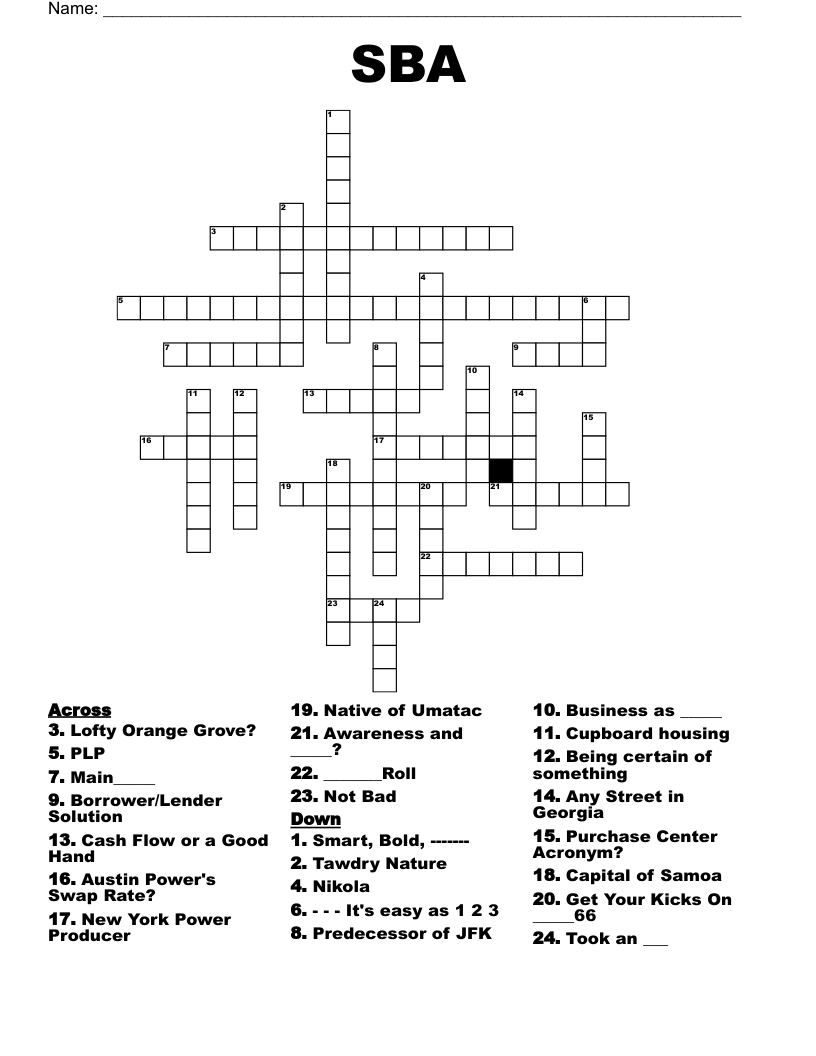 SBA Crossword WordMint