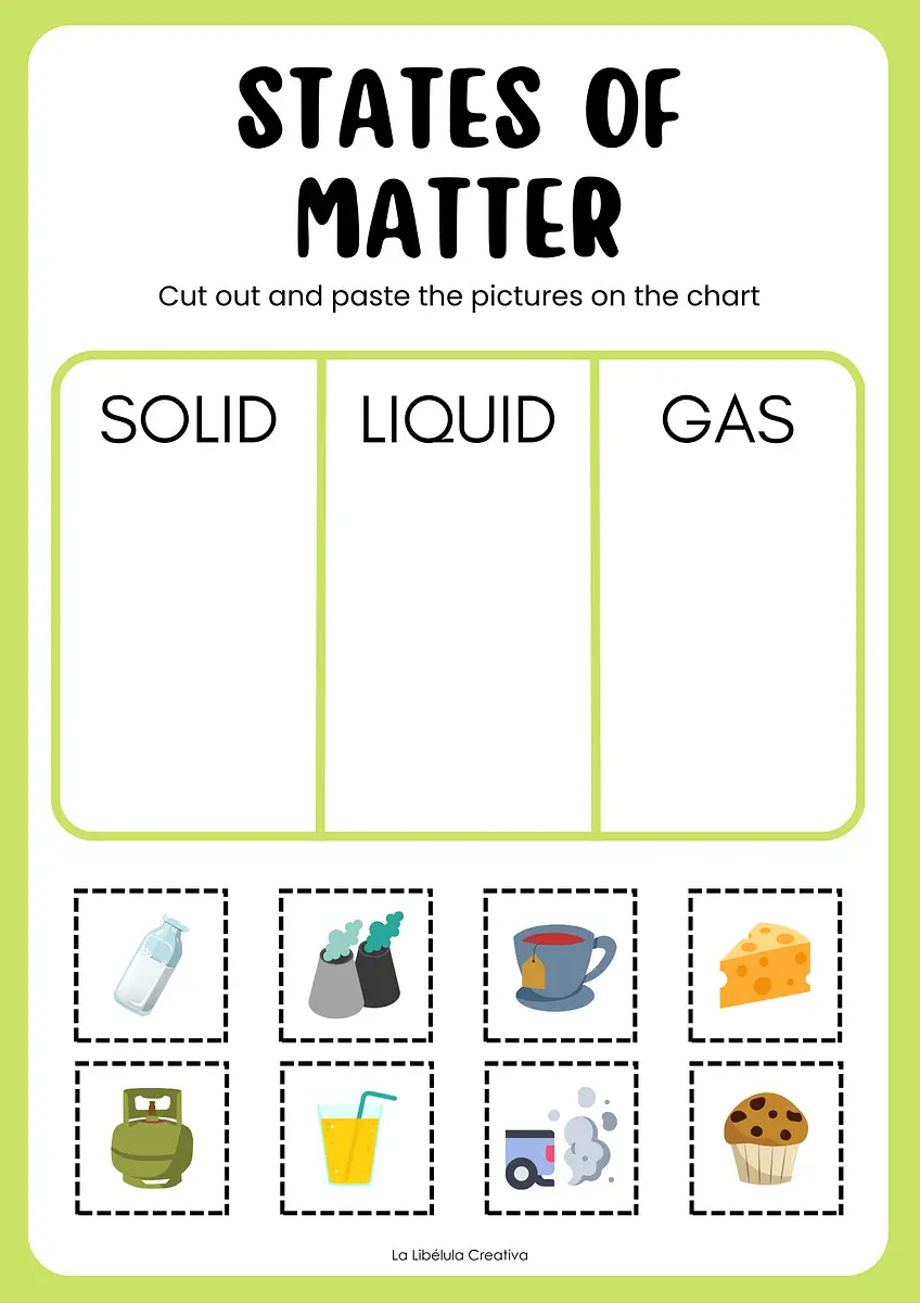 Science States Of Matter Worksheets Flash Cards Liquid Gas Solid NO PREP Salduu