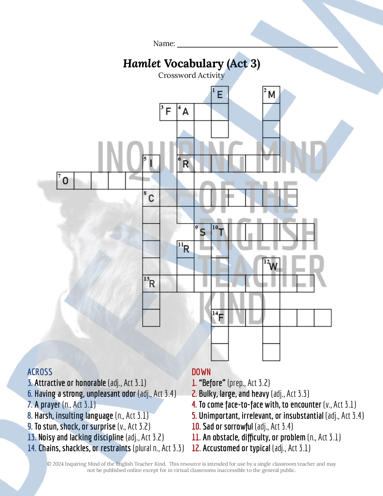 Shakespeare s Hamlet Act 3 Vocabulary Games For High School Classful Shakespeare s Hamlet Act 3 Vocabulary Games For High School Classful