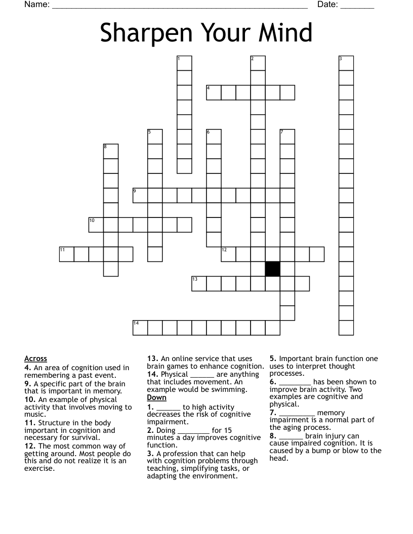 Sharpen Your Mind Crossword WordMint Sharpen Your Mind Crossword WordMint