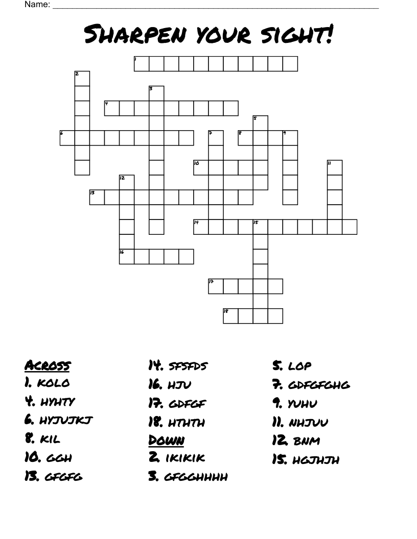 Sharpen Your Sight Crossword WordMint Sharpen Your Sight Crossword WordMint