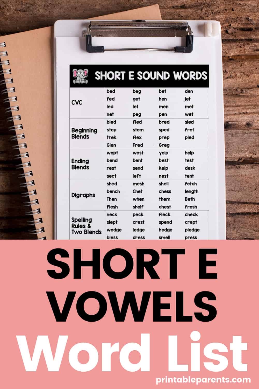 words with the short e words with the short e