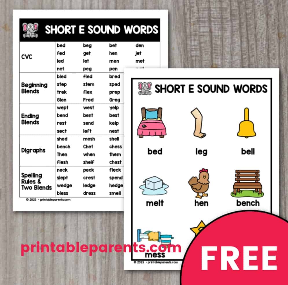 Short E Sound Words Printable Parents Short E Sound Words Printable Parents