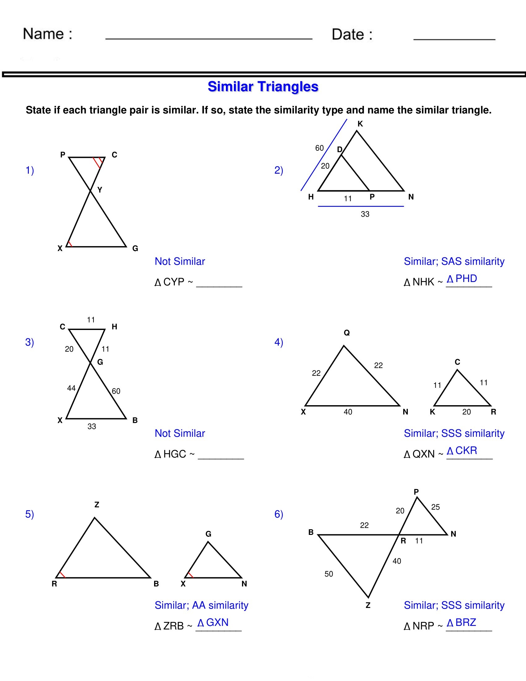 Similar Triangles Worksheets state The Similarity Type Similarity Worksheets Made By Teachers Similar Triangles Worksheets state The Similarity Type Similarity Worksheets Made By Teachers