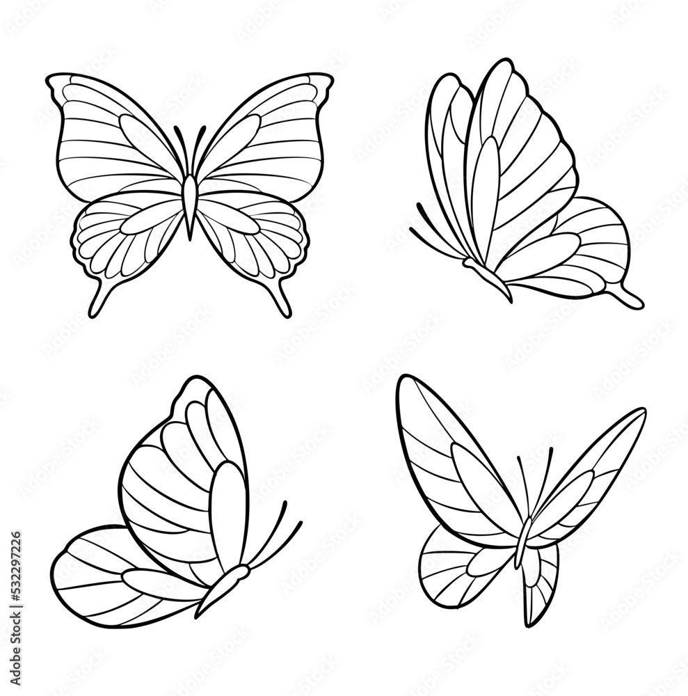 simple outline of butterfly