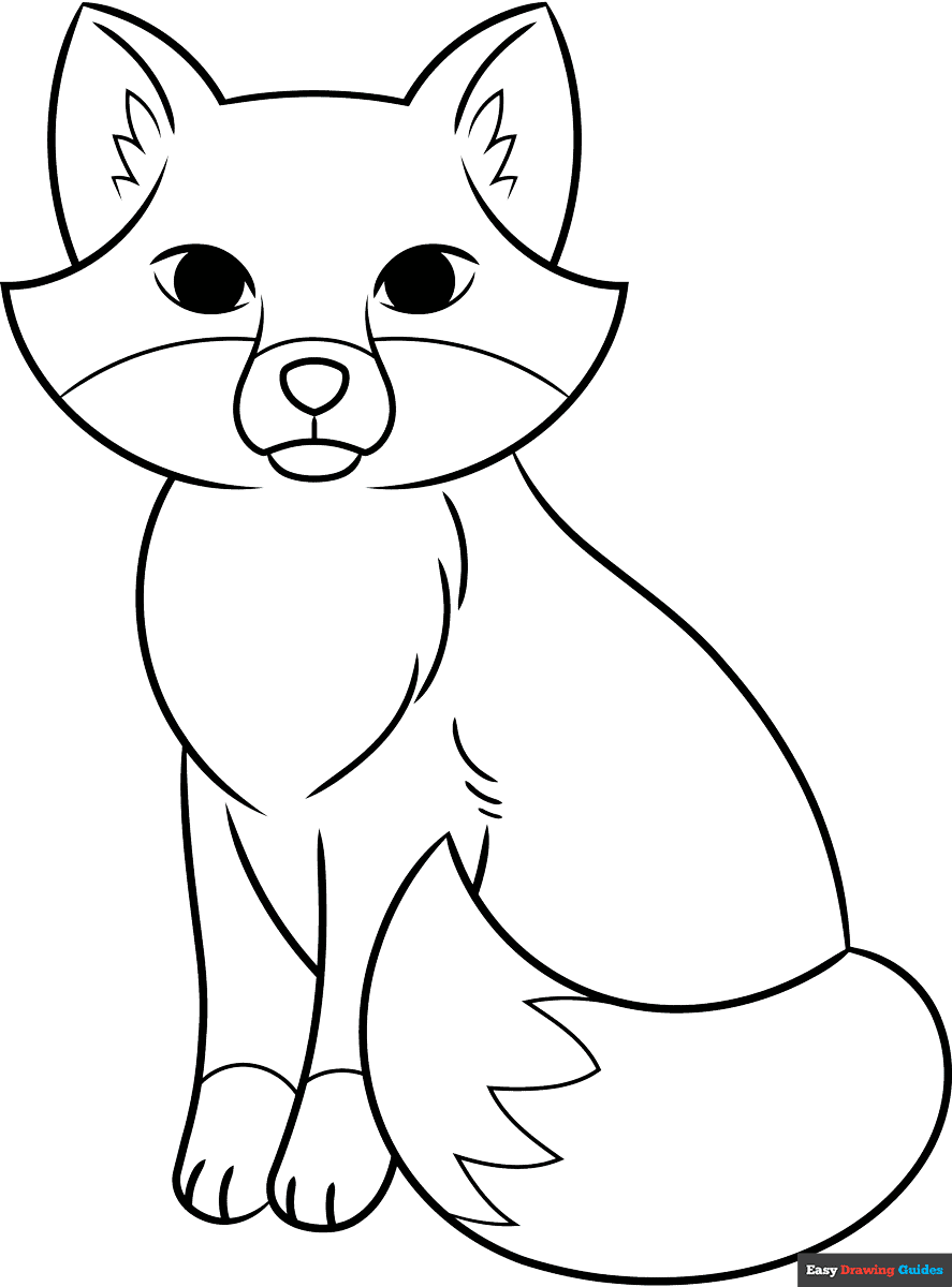 Simple Fox Coloring Page Easy Drawing Guides Simple Fox Coloring Page Easy Drawing Guides