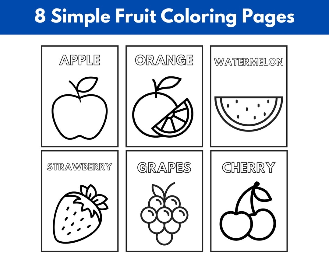 Simple Fruit Coloring Pages For Kids Toddlers Preschoolers Etsy Simple Fruit Coloring Pages For Kids Toddlers Preschoolers Etsy