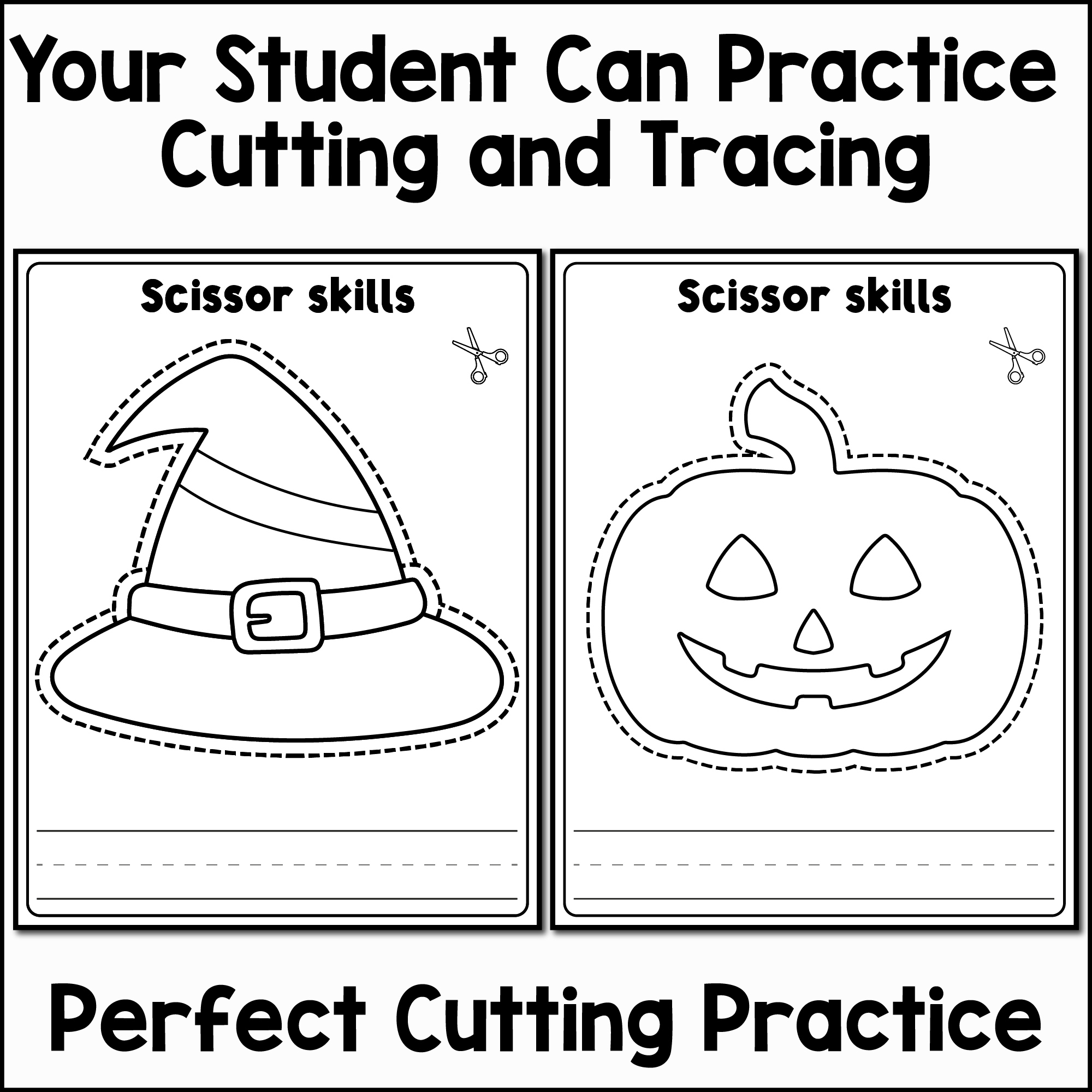 Simple Halloween Scissor Skills Cutting Practice And Writing Activity Kindergarten Made By Teachers
