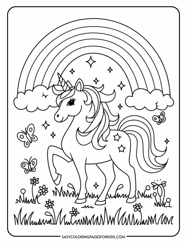 Simple Rainbow Coloring Page 10 Free Printable PDF Pages Easy Coloring Pages For Kids