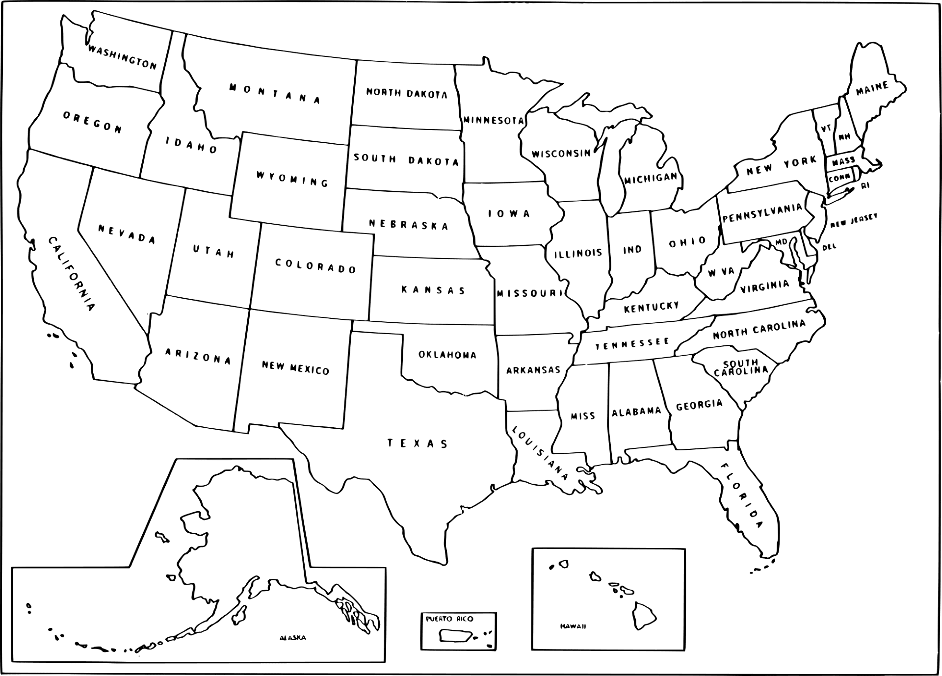 Simple USA Map Coloring Page Free Printable Simple USA Map Coloring Page Free Printable