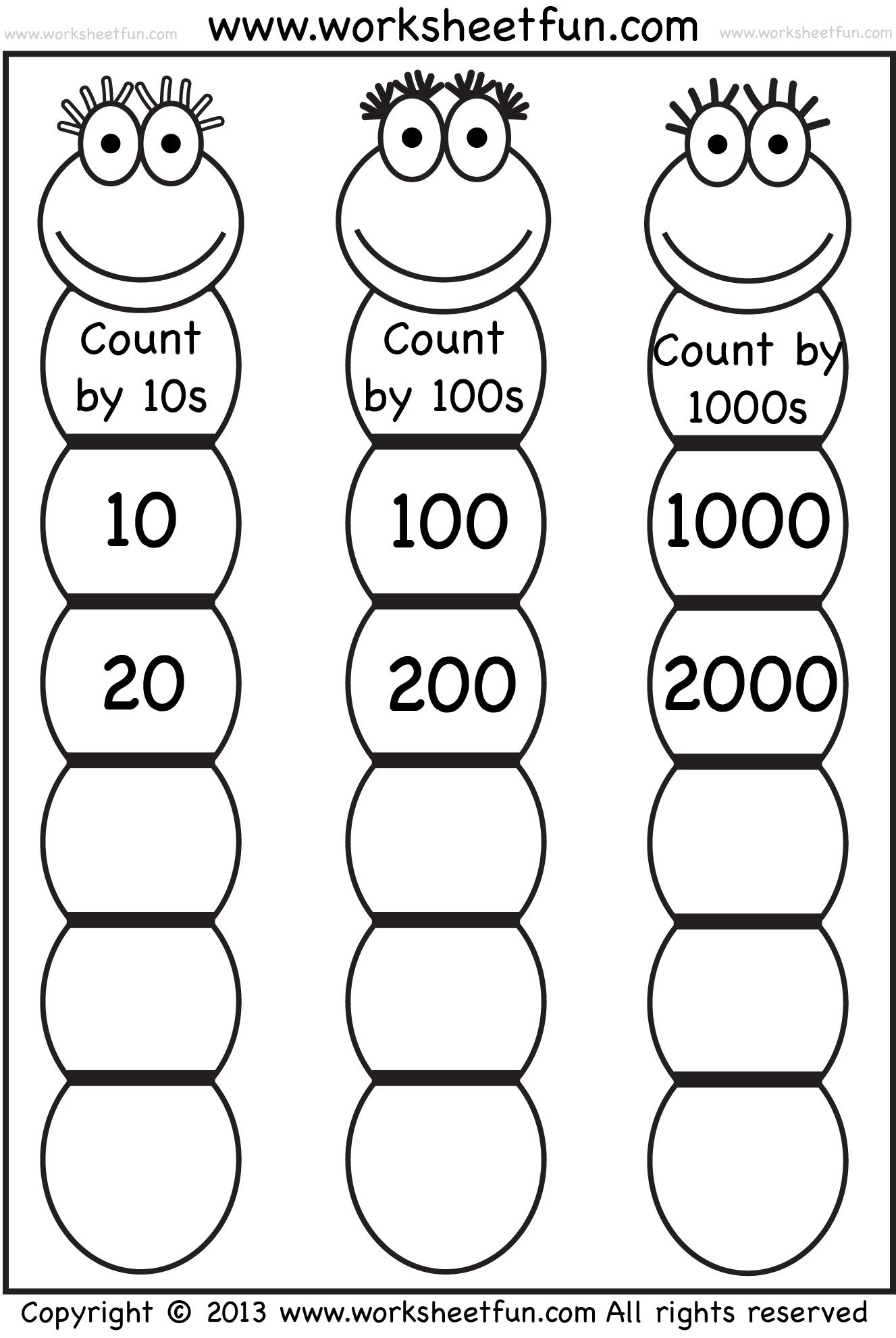 Skip Counting By 10 100 And 1000 FREE Printable Worksheets Worksheetfun