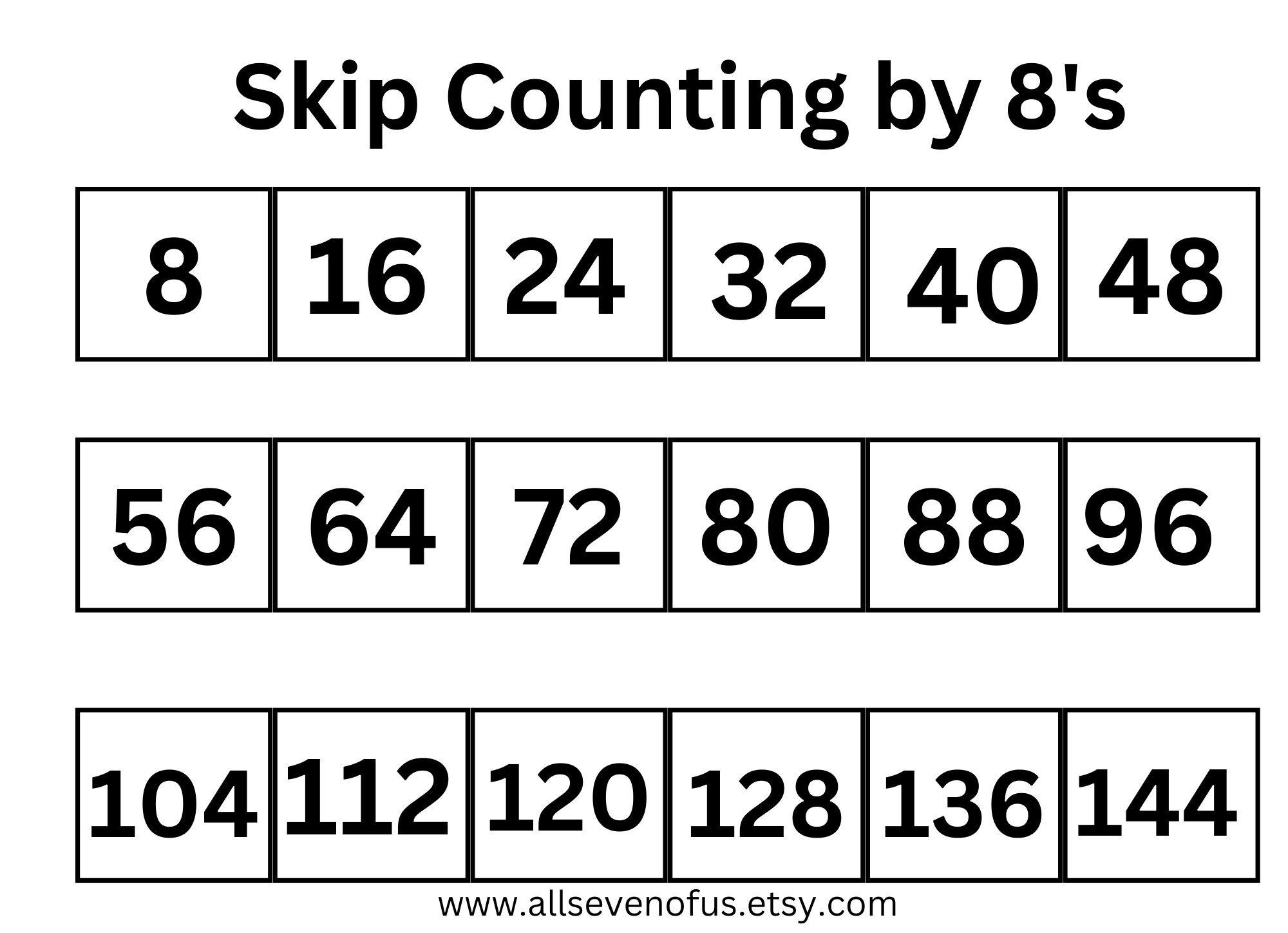 Skip Counting By 8 s Etsy Skip Counting By 8 s Etsy