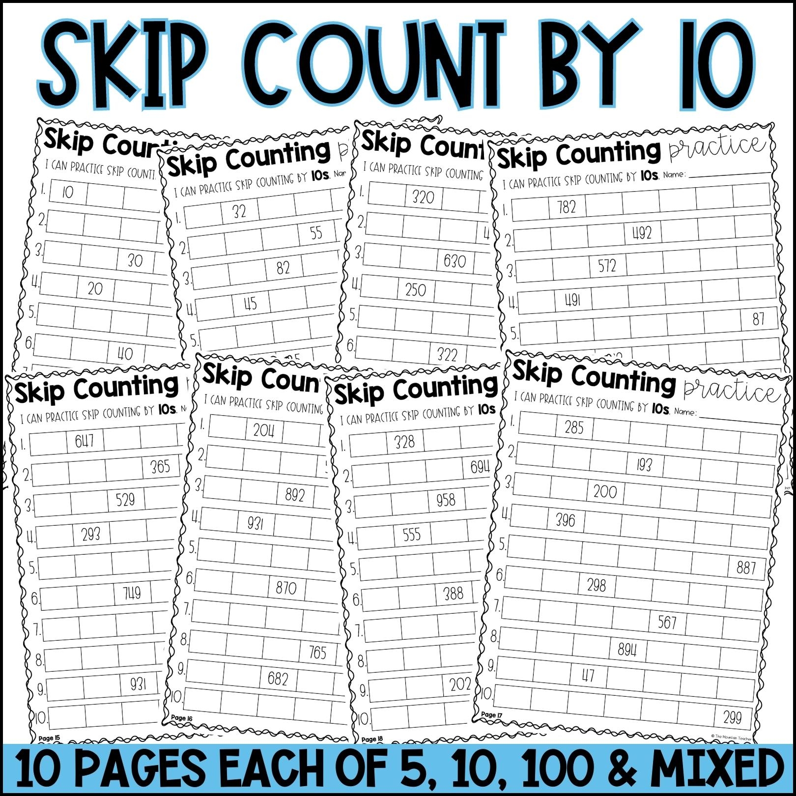 skip counting by 5 worksheets