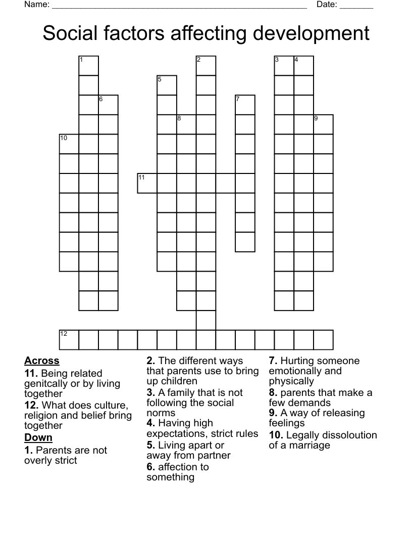 Social Factors Affecting Development Crossword WordMint