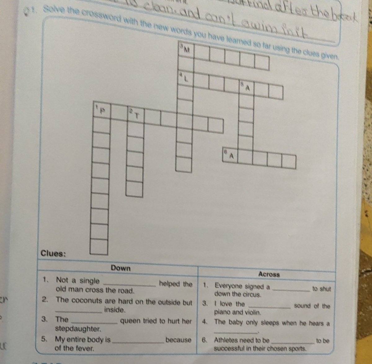 Solve The Crossword With The New Words You Have Learned So Far Using The