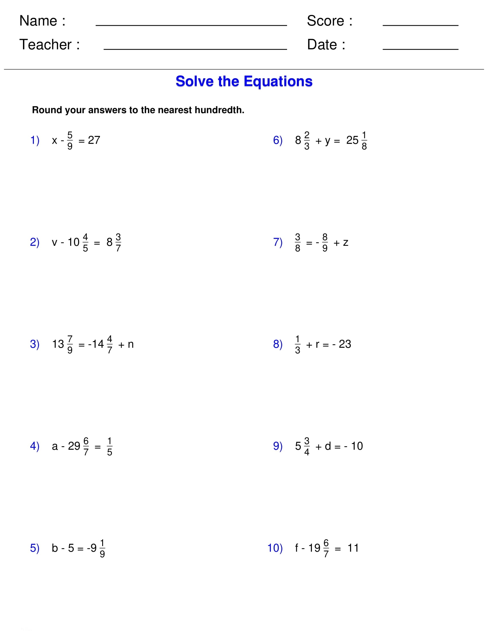Solving One Step Equations With Fractions Worksheets Algebra Made By Teachers Solving One Step Equations With Fractions Worksheets Algebra Made By Teachers