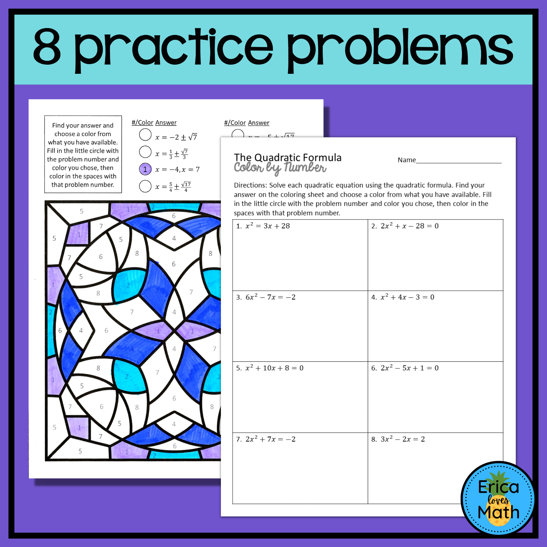 Solving Quadratic Equations With Quadratic Formula Color By Number Activity Classful Solving Quadratic Equations With Quadratic Formula Color By Number Activity Classful