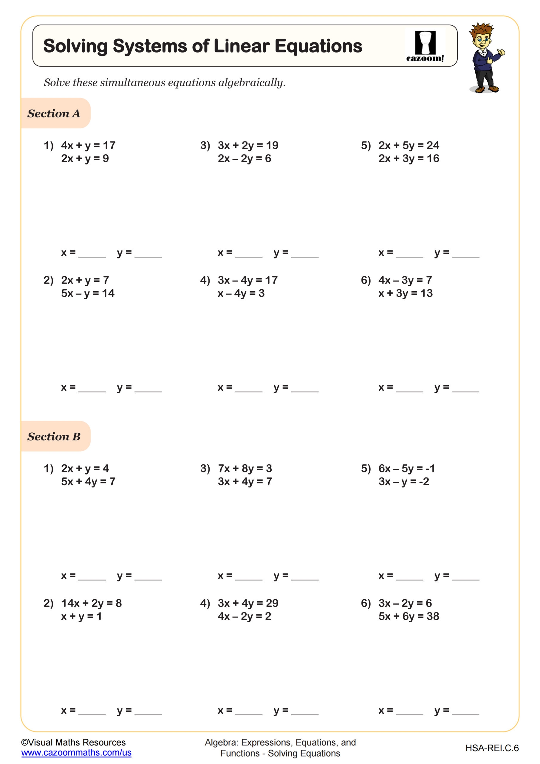 Solving Systems Of Linear Equations Worksheet Fun And Engaging Algebra I PDF Worksheets