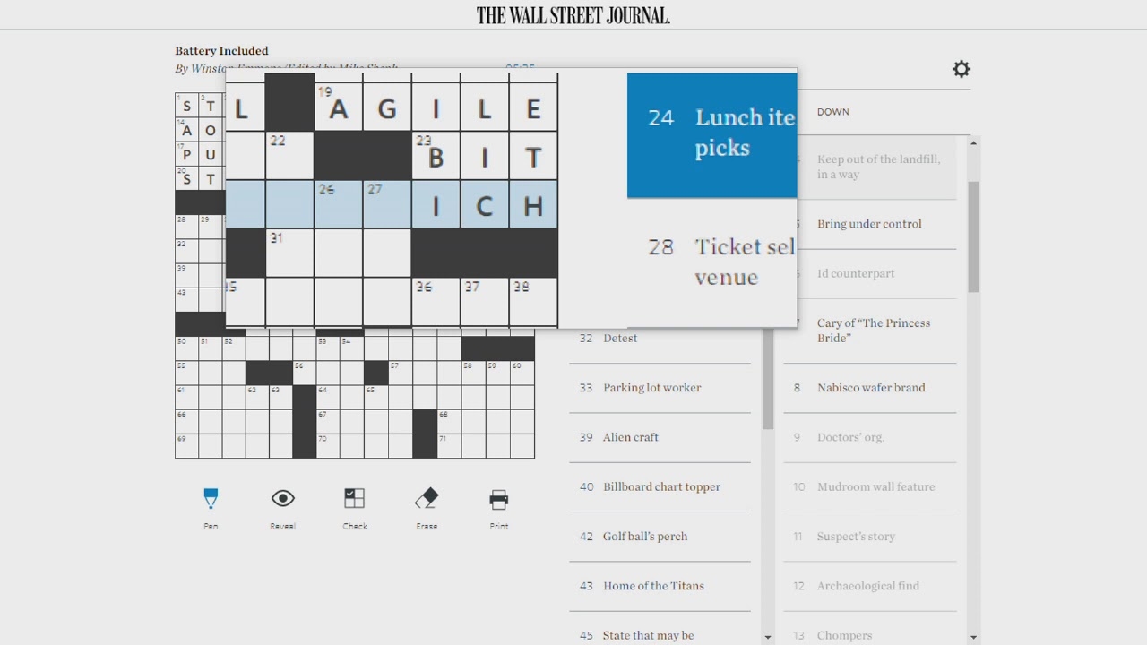 wsj crossword puzzle answers