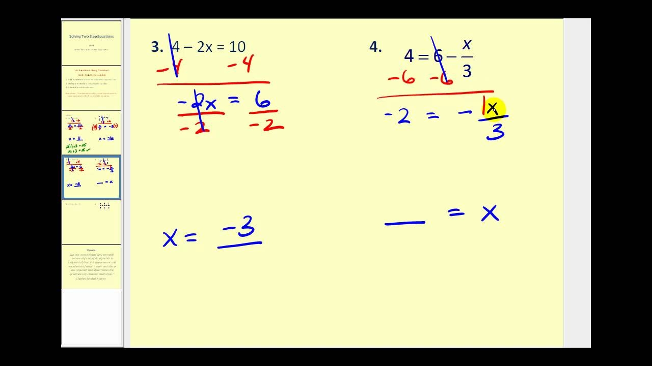 Solving Two Step Equations video Lessons Examples Solutions Solving Two Step Equations video Lessons Examples Solutions