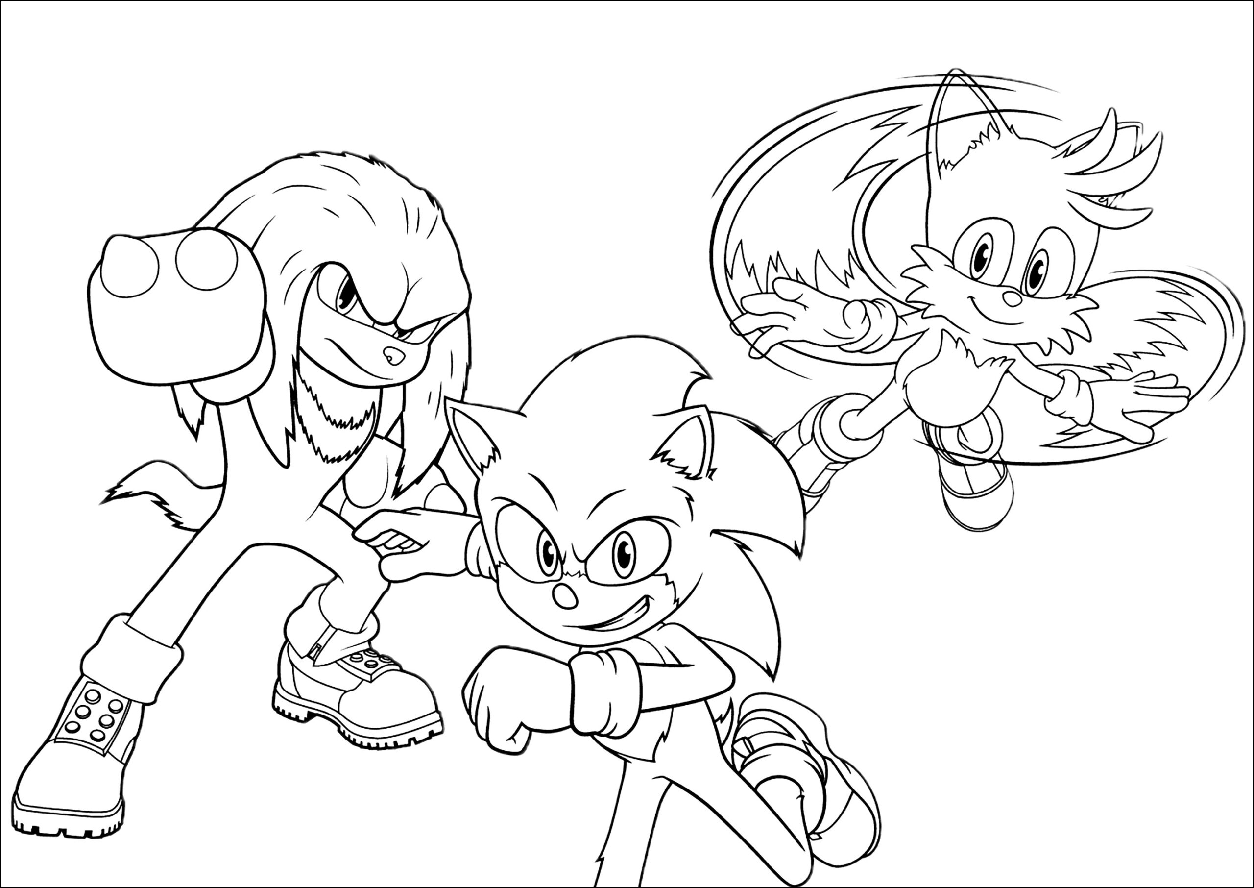 Sonic With His Friends Knuckles And Tails Sonic Coloring Pages Sonic With His Friends Knuckles And Tails Sonic Coloring Pages