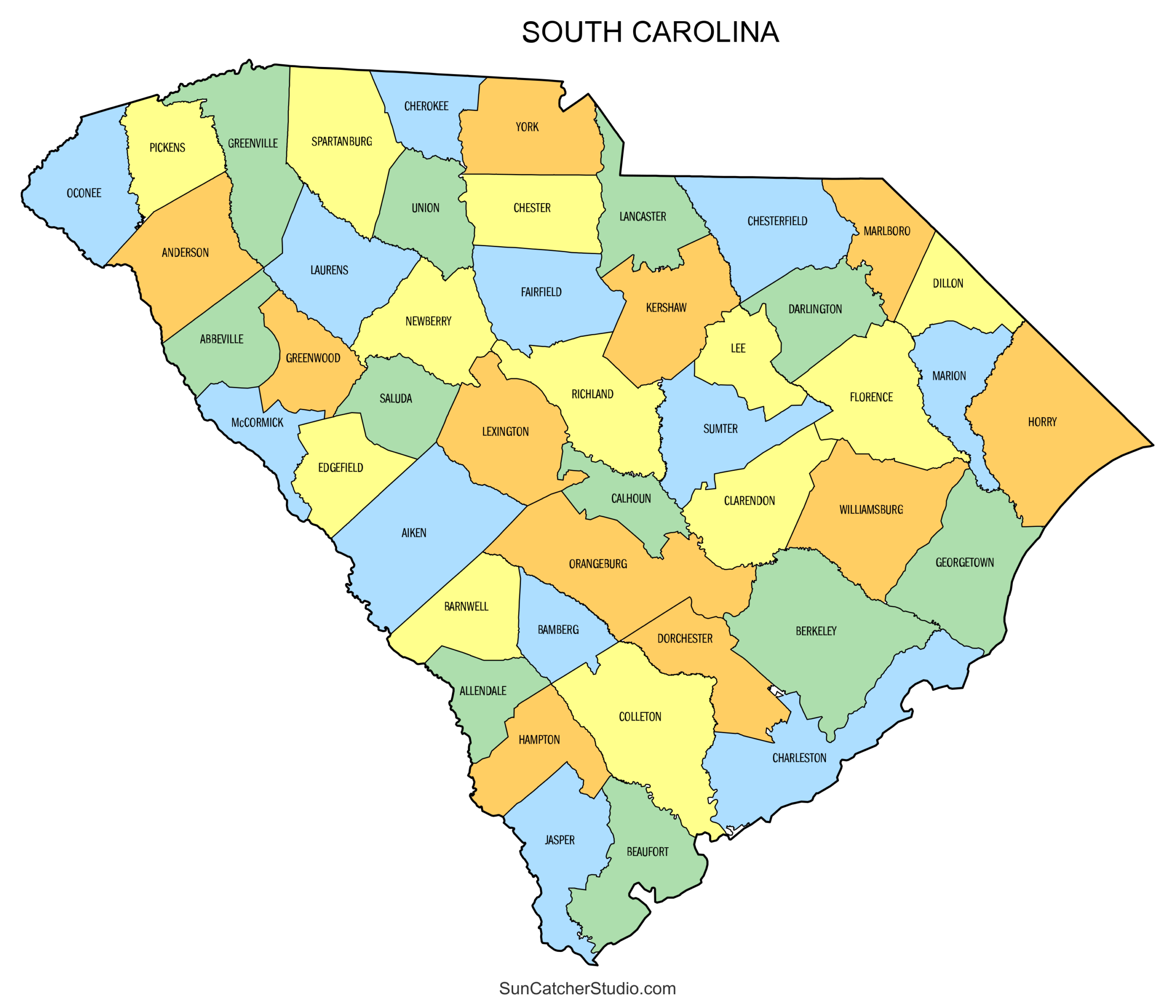 South Carolina County Map Printable State Map With County Lines Free Printables Lettering SVG Files Tools Apps