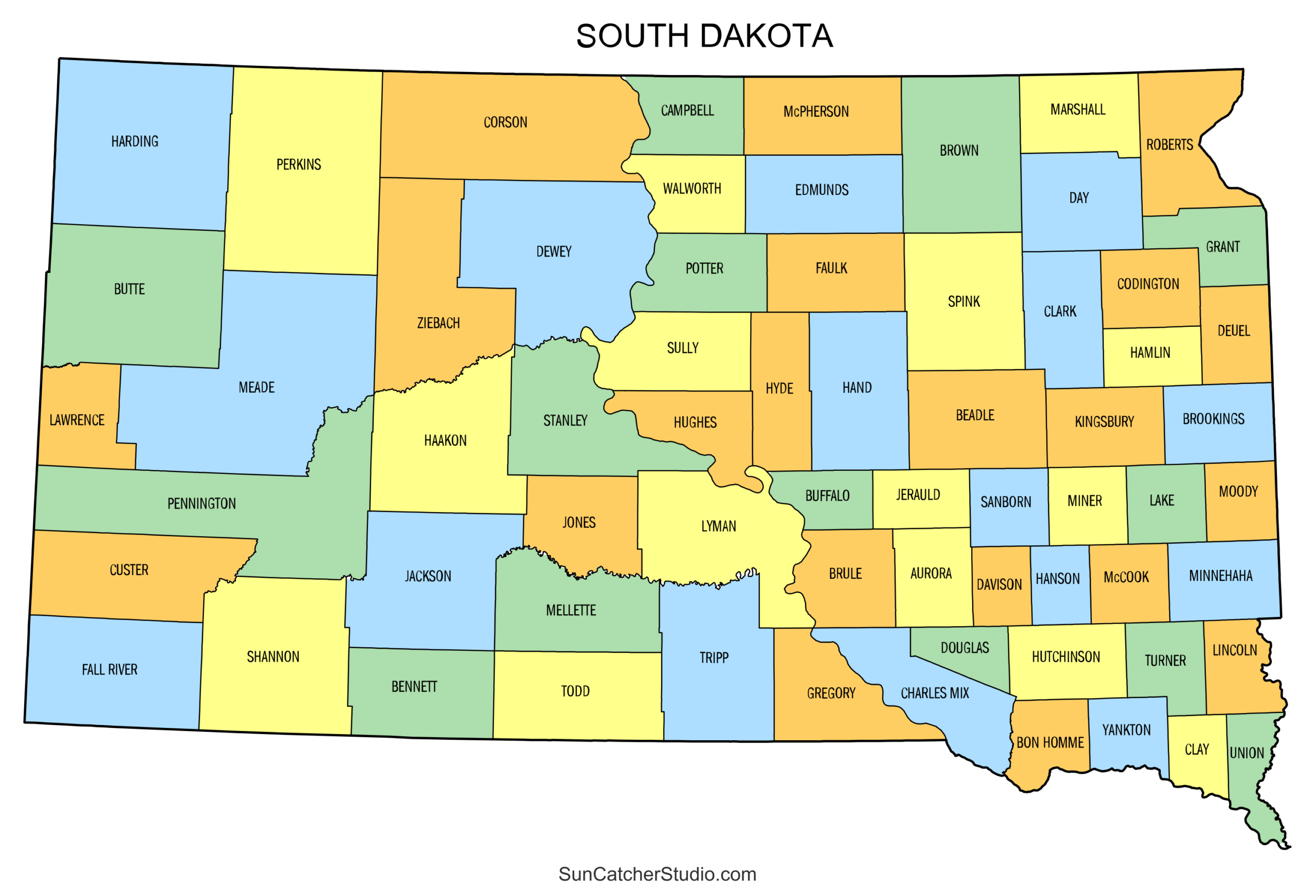 South Dakota County Map Printable State Map With County Lines Free Printables Lettering SVG Files Tools Apps