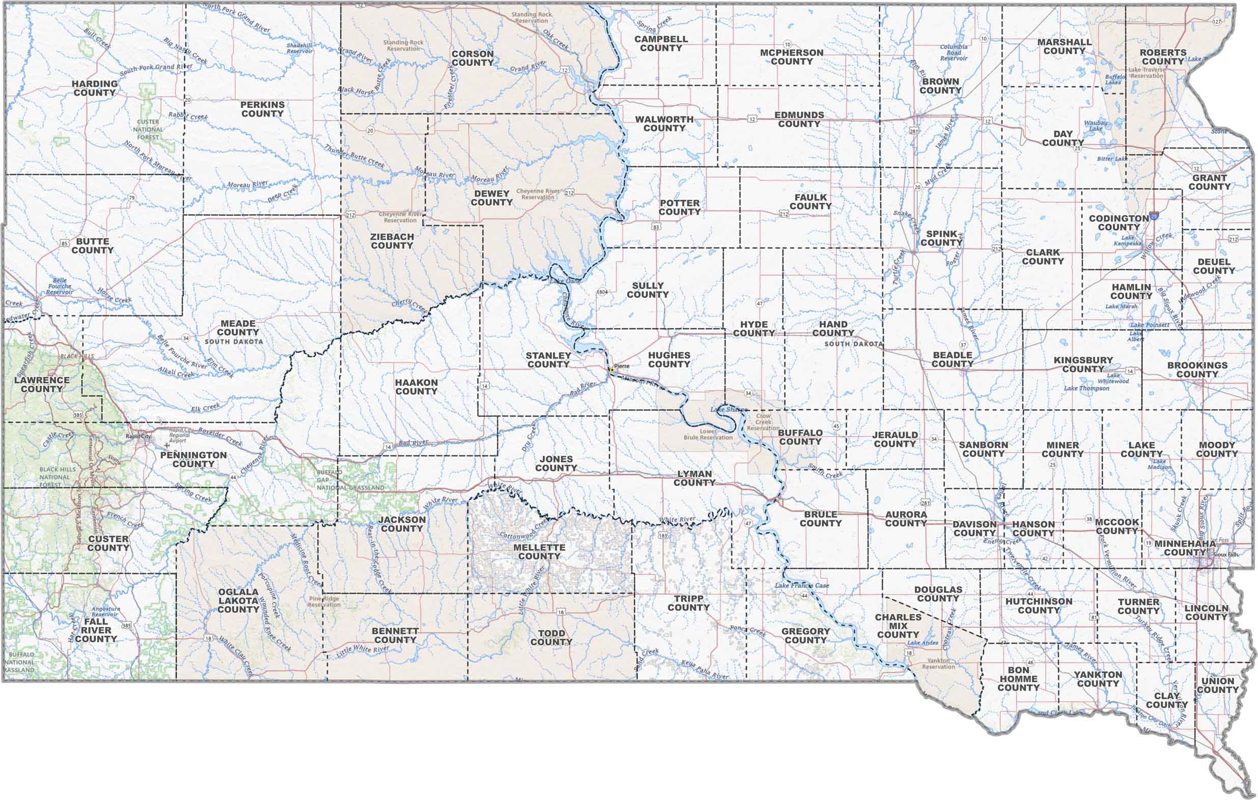 South Dakota County Map US County Maps South Dakota County Map US County Maps