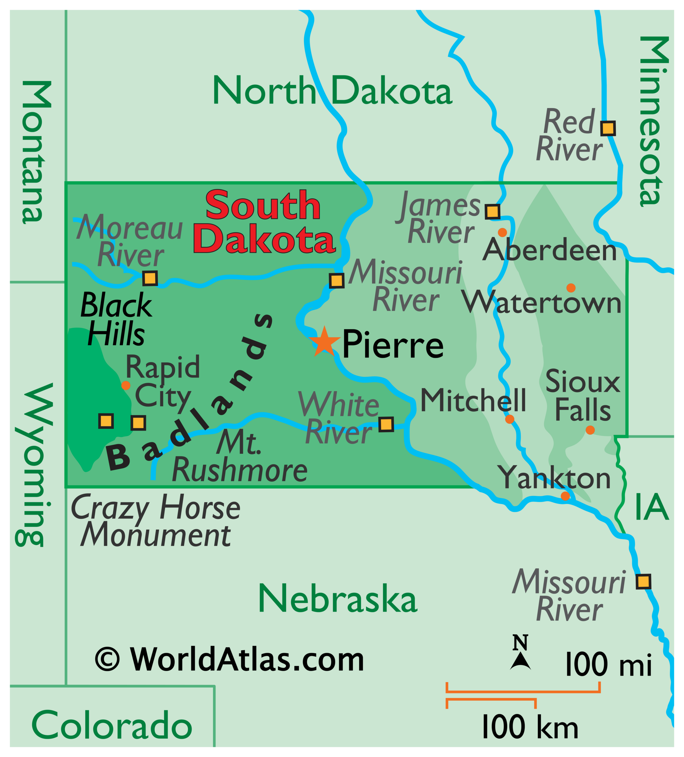 South Dakota Maps Facts World Atlas