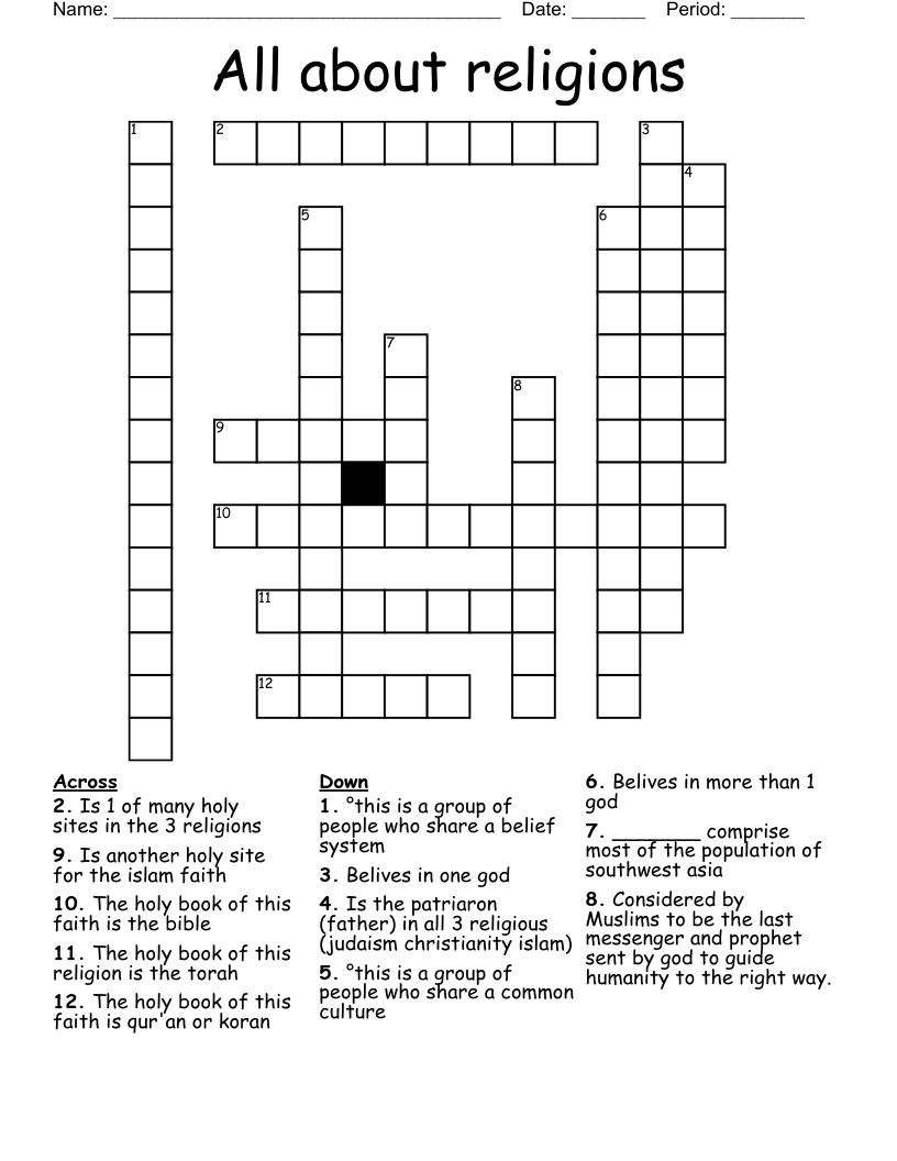 Southwest Asia Crossword WordMint