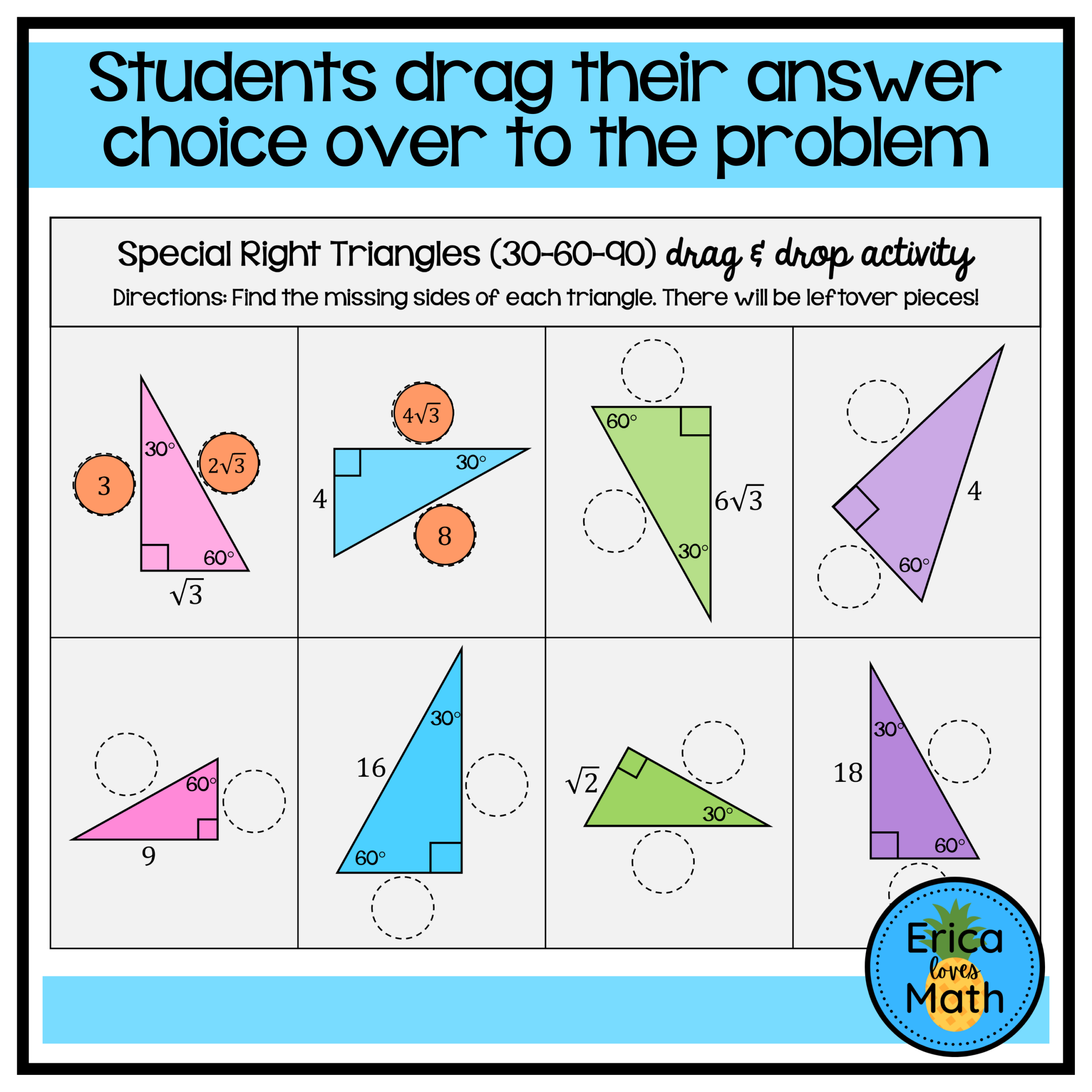 Special Right Triangles Digital Drag Drop Activity 30 60 90 And 45 45 90 Classful Special Right Triangles Digital Drag Drop Activity 30 60 90 And 45 45 90 Classful
