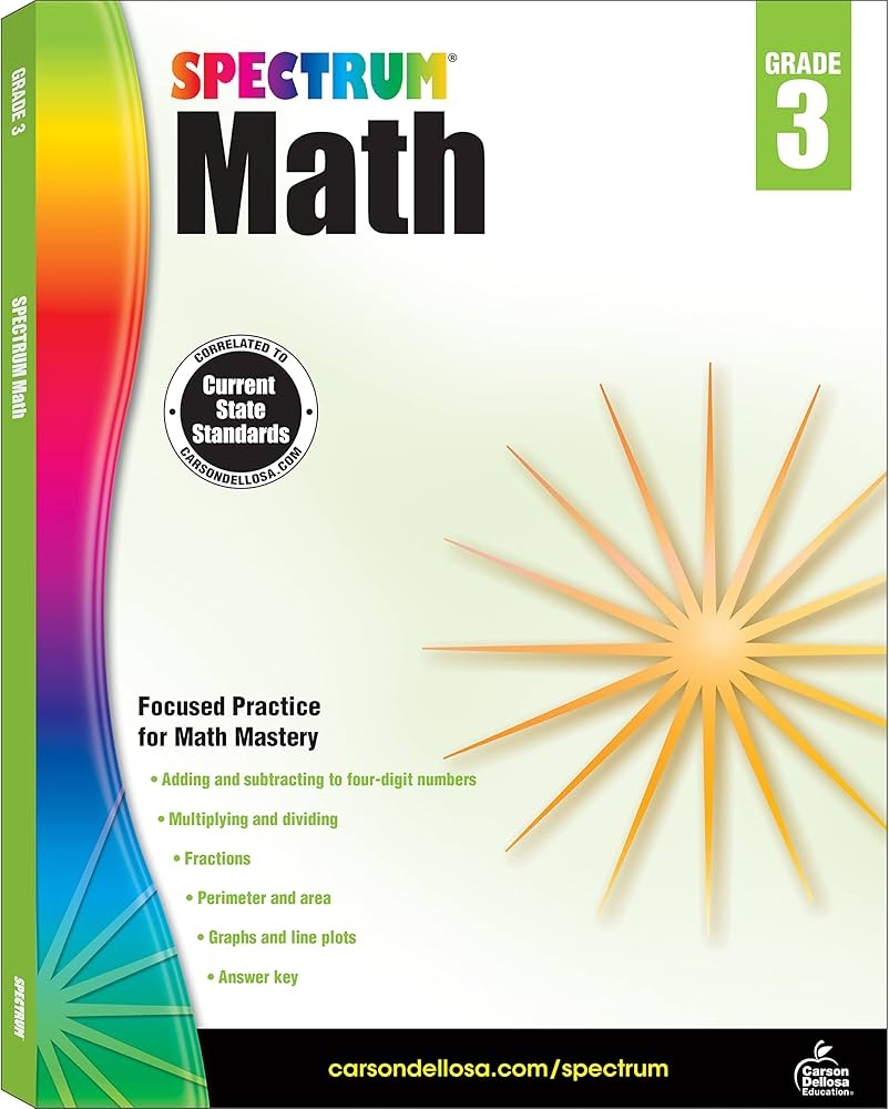 Spectrum 3rd Grade Math Workbooks Addition Subtraction Multiplication Division Fractions And More Mathematics Classroom Or Homeschool Curriculum Spectrum Carson Dellosa Education 9781483808710 Amazon Books Spectrum 3rd Grade Math Workbooks Addition Subtraction Multiplication Division Fractions And More Mathematics Classroom Or Homeschool Curriculum Spectrum Carson Dellosa Education 9781483808710 Amazon Books