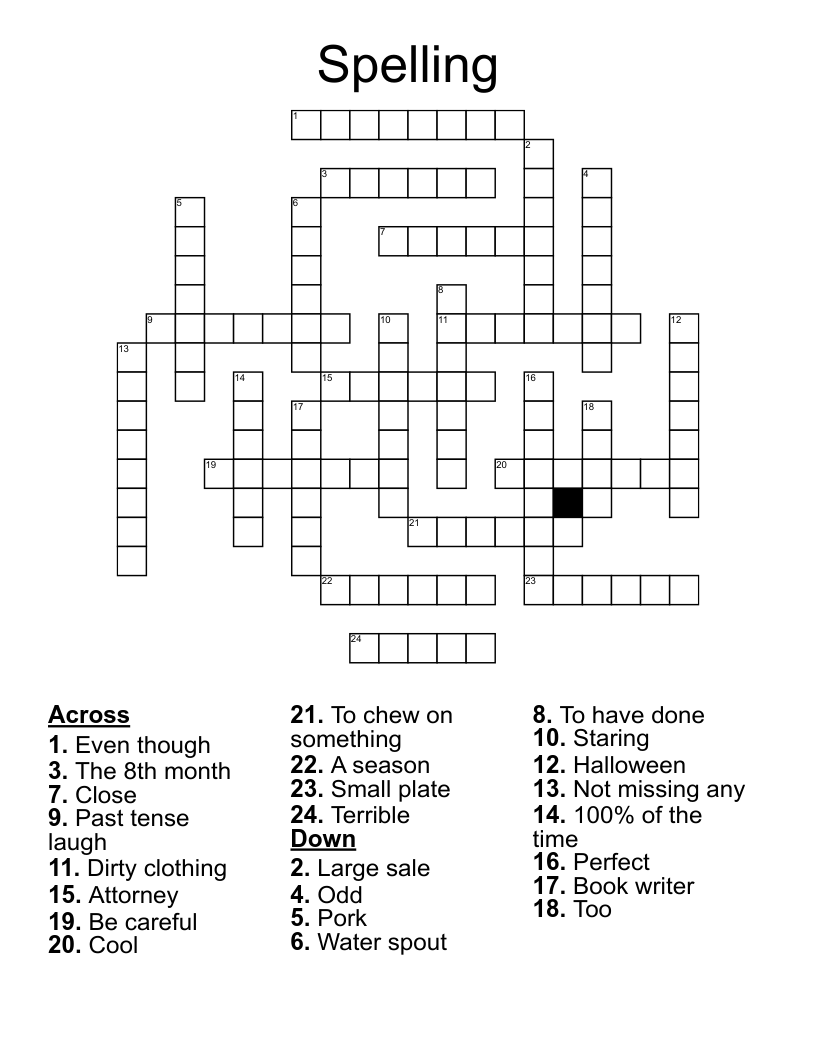 Spelling Crossword WordMint Spelling Crossword WordMint