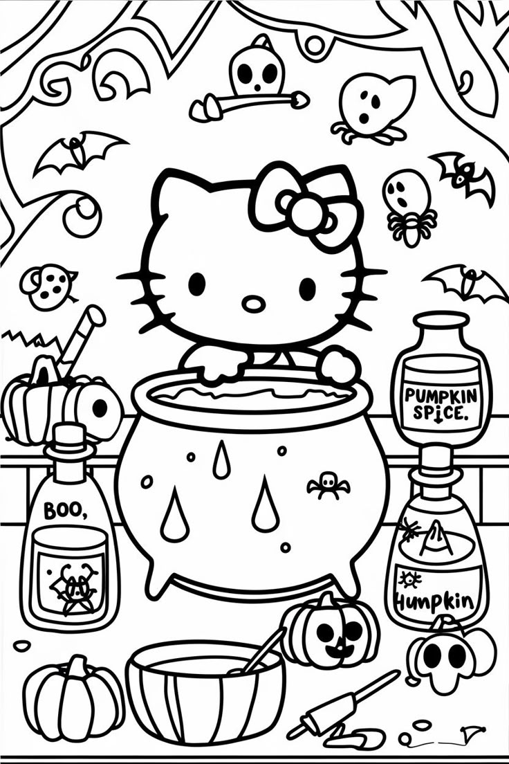 Spooky Sweet HELLO KITTY HALLOWEEN COLORING PAGES Spooky Sweet HELLO KITTY HALLOWEEN COLORING PAGES