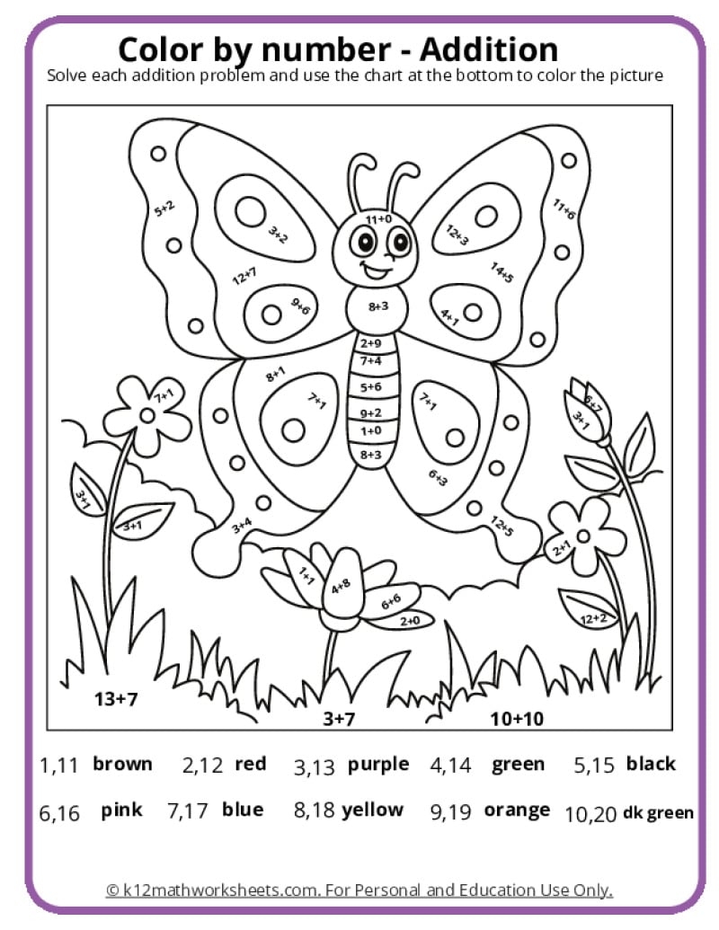 color by number worksheets