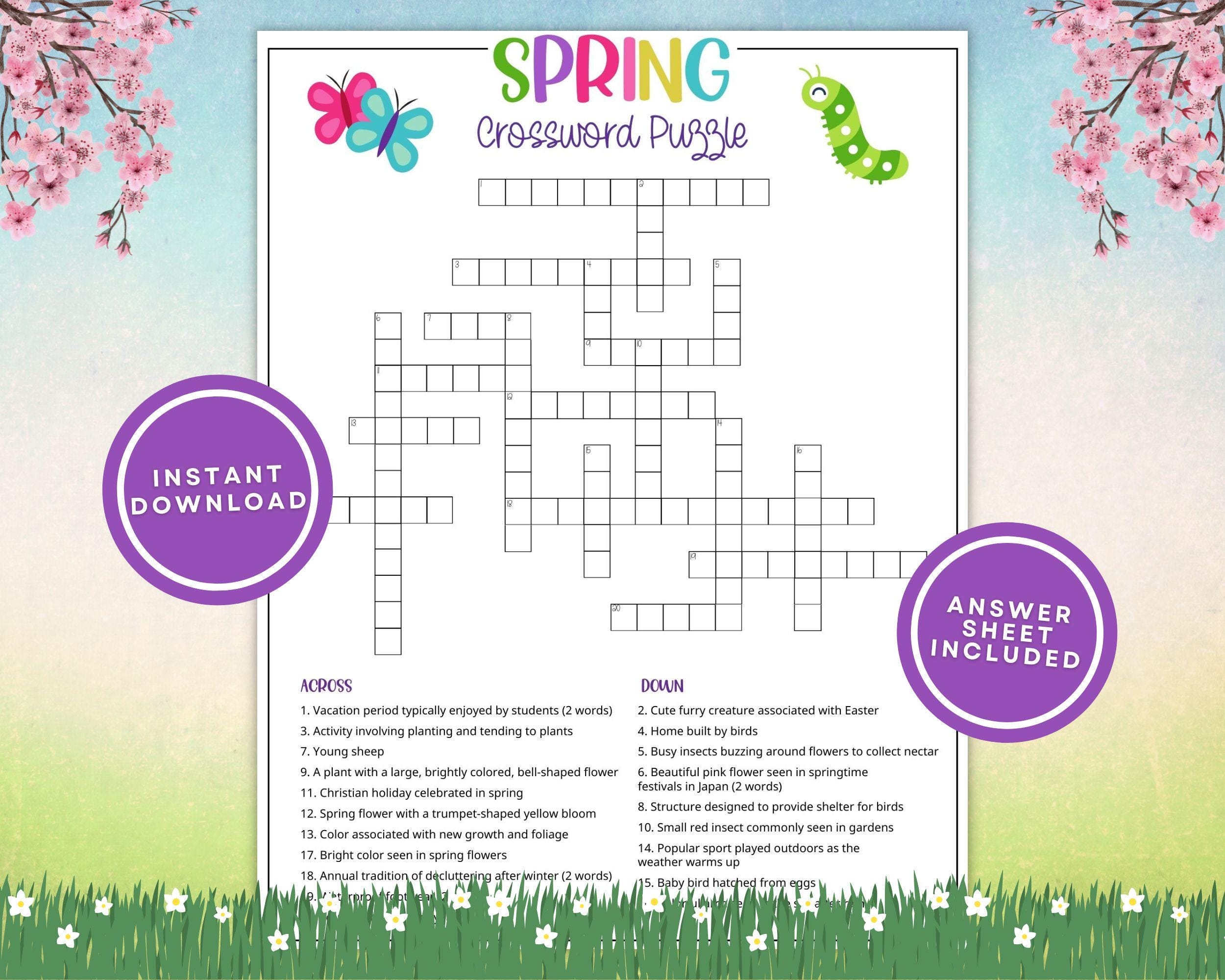 Spring Crossword Etsy Spring Crossword Etsy