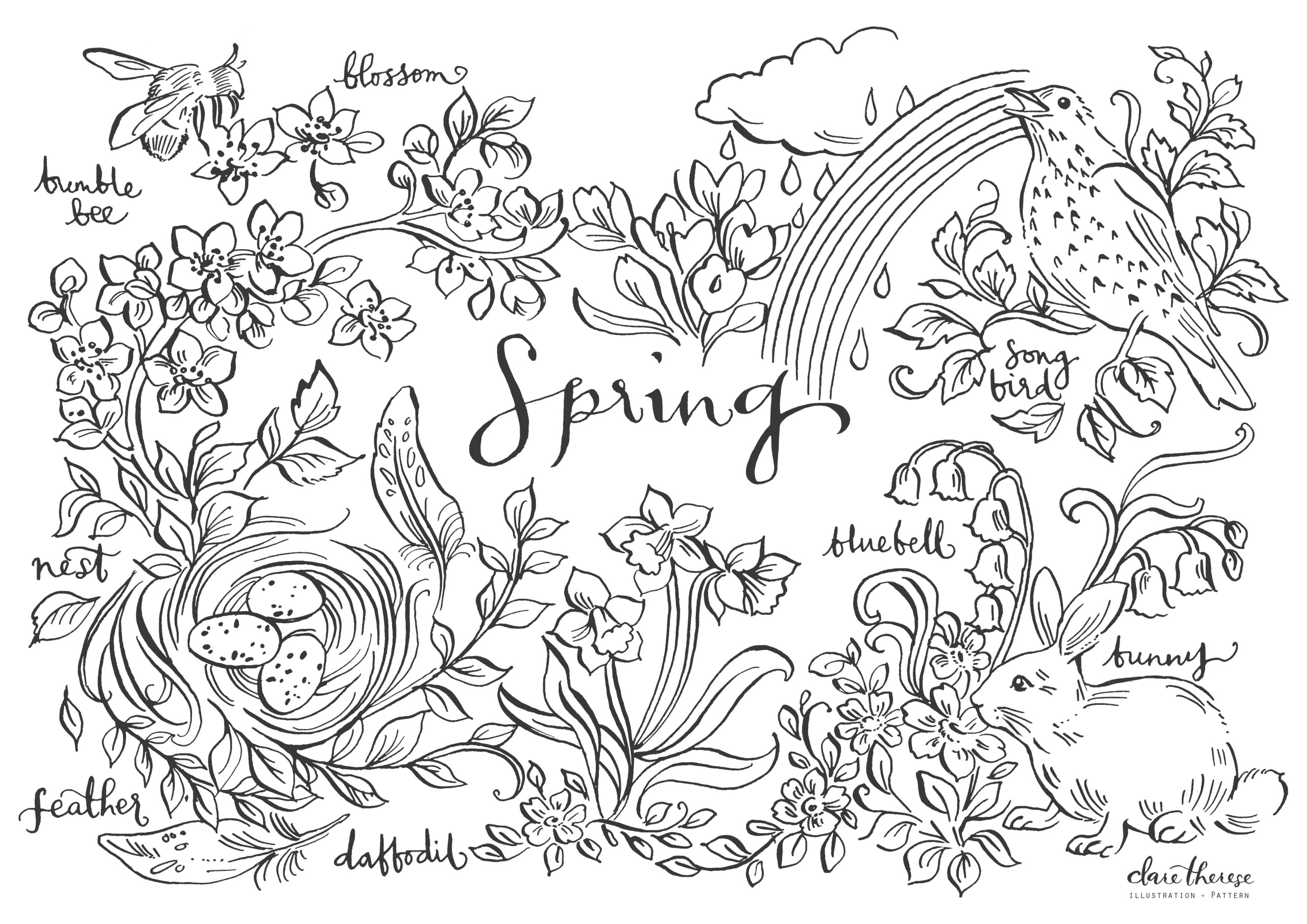 SPRING Free Colouring Printable SPRING Free Colouring Printable