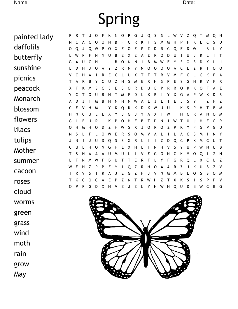 spring word search printable spring word search printable