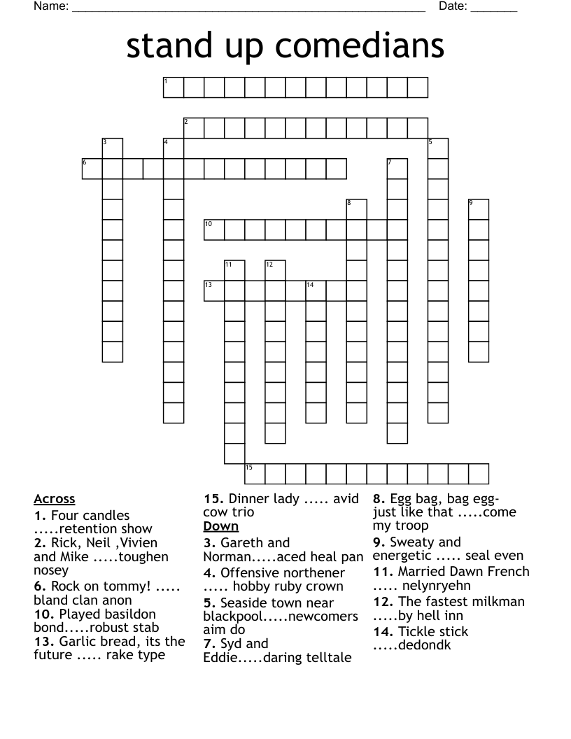 Stand Up Comedians Crossword WordMint Stand Up Comedians Crossword WordMint