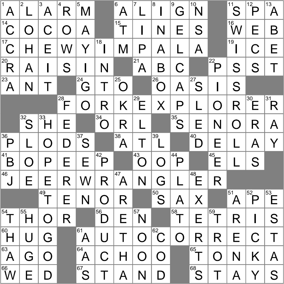 Startle Crossword Clue Archives LAXCrossword