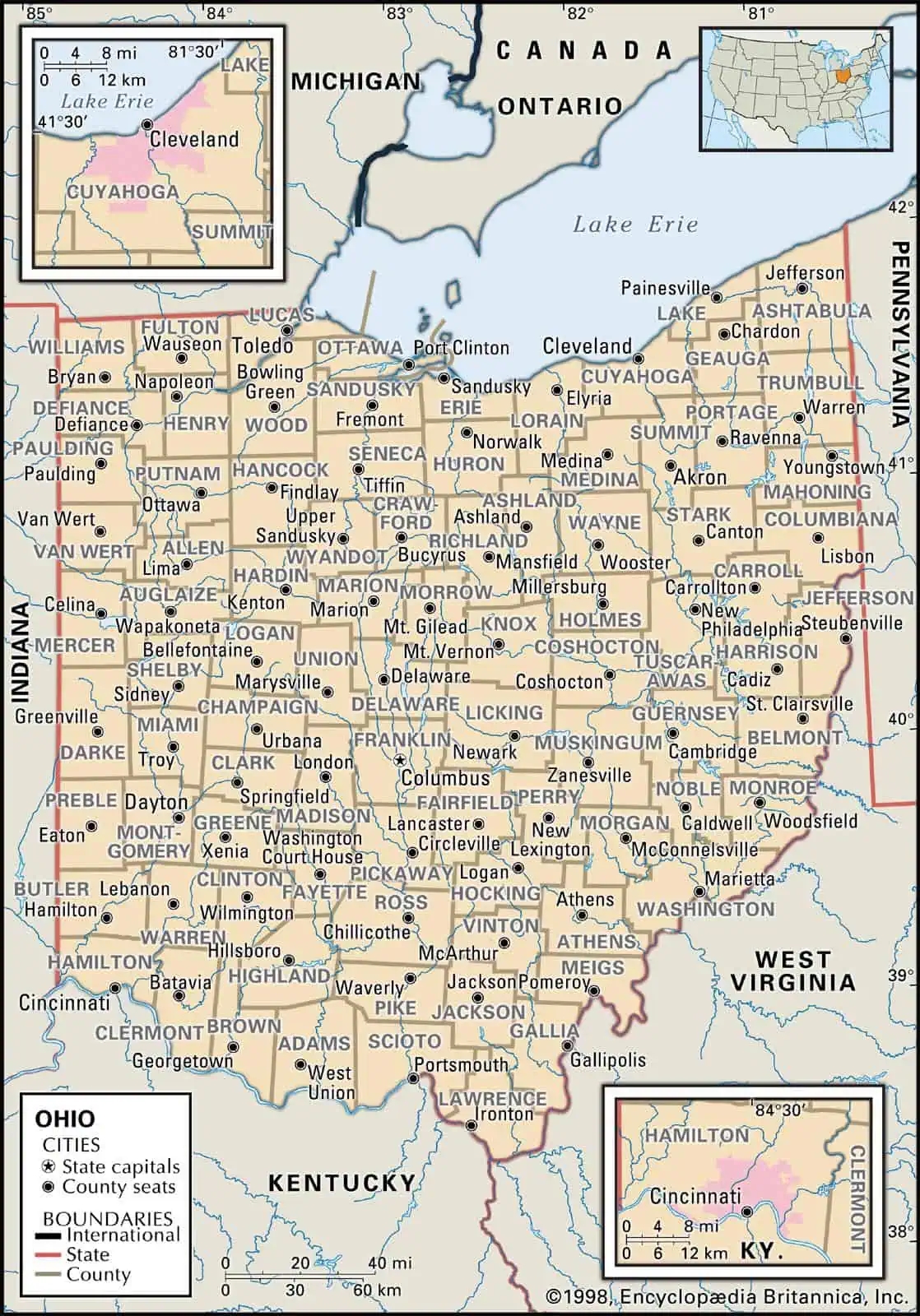 State And County Maps Of Ohio