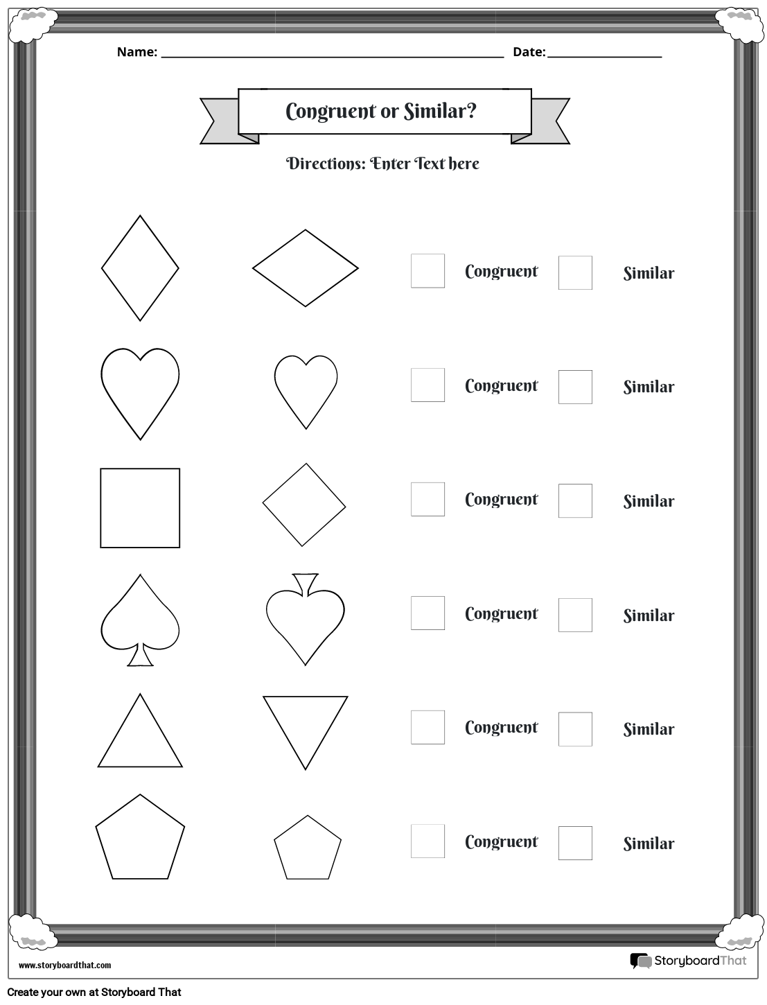 Storyboard That Congruent Shapes Worksheets For Teachers Storyboard That Congruent Shapes Worksheets For Teachers