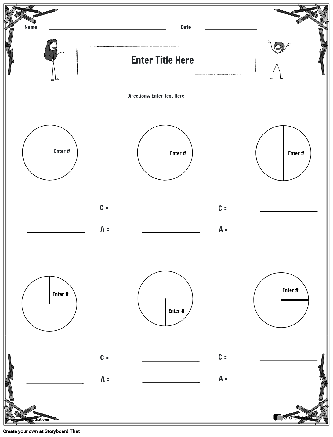 Storyboard That Free Circle Area Circumference Worksheets