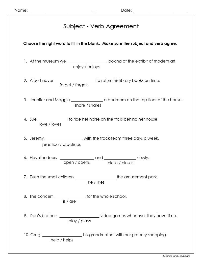 Subject Verb Agreement 4 Worksheets Great Practice Grades 4 5 6 Made By Teachers