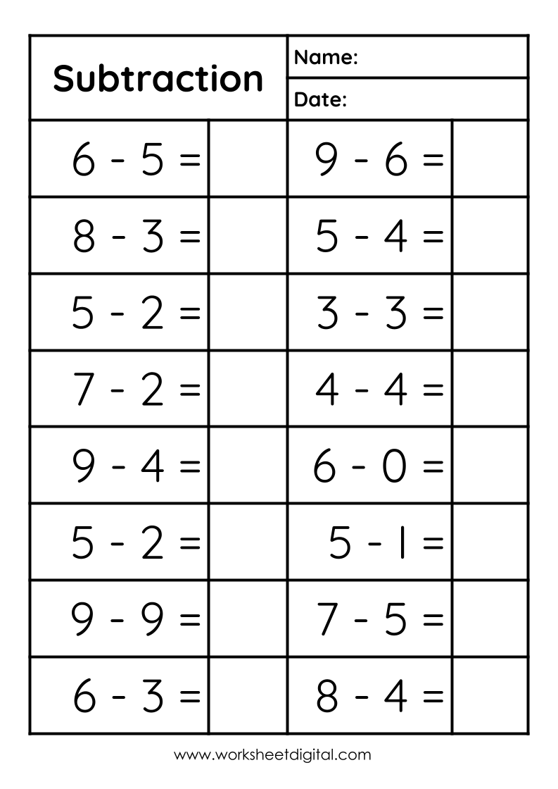 Subtraction Single Digit Worksheet Digital 1 Teacher Made Resources Subtraction Single Digit Worksheet Digital 1 Teacher Made Resources