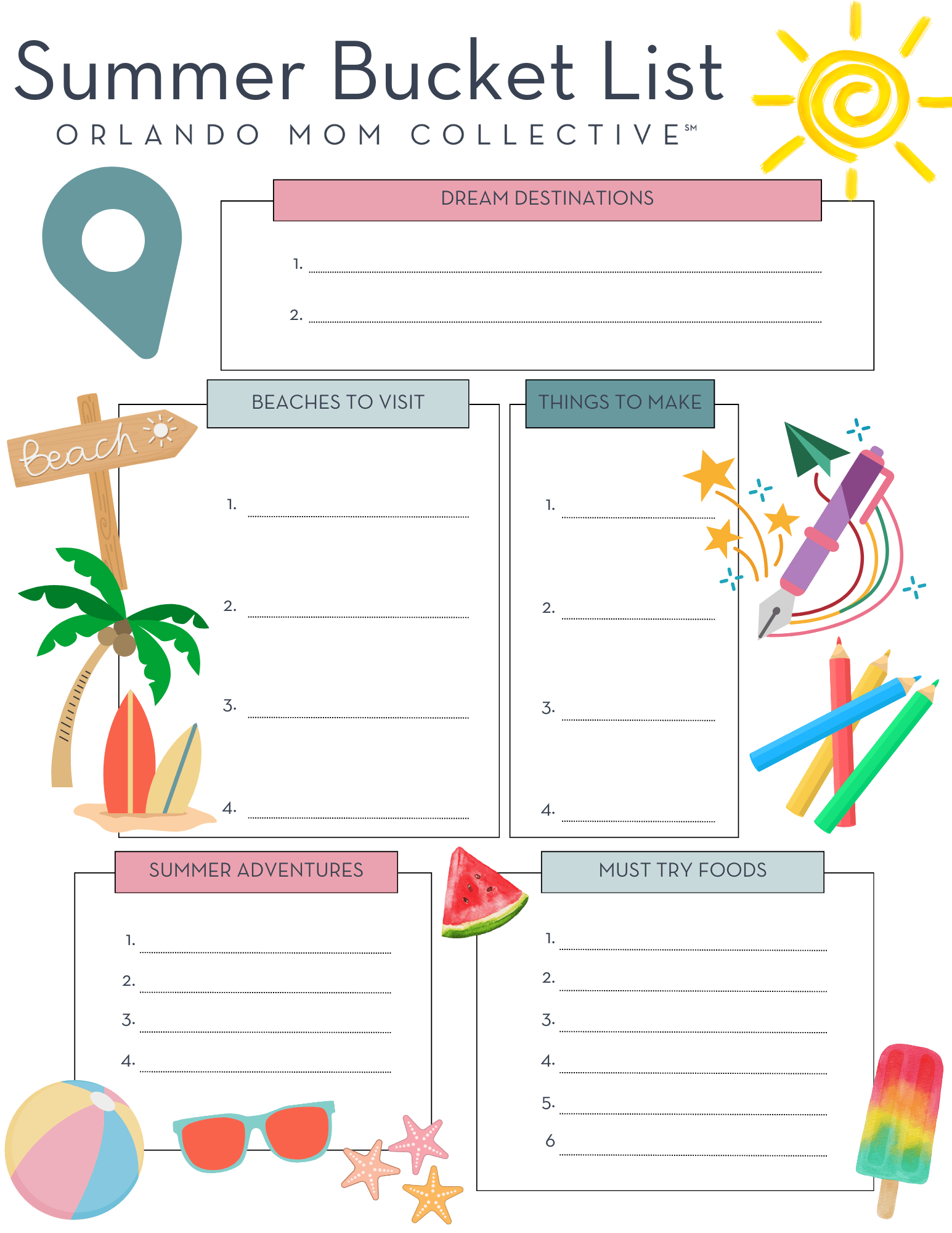 Summer Bucket List Printables Summer Bucket List Printables