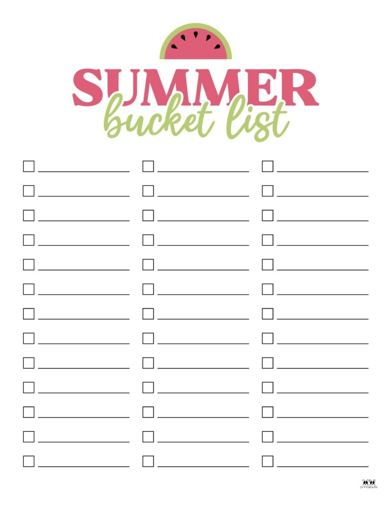 Summer Bucket Lists 20 FREE Printables Printabulls Summer Bucket Lists 20 FREE Printables Printabulls